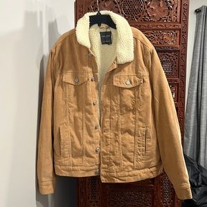 Corduroy jean jacket with shearling lining